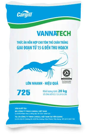 Thức ăn HH cho tôm thẻ chân trắng 725